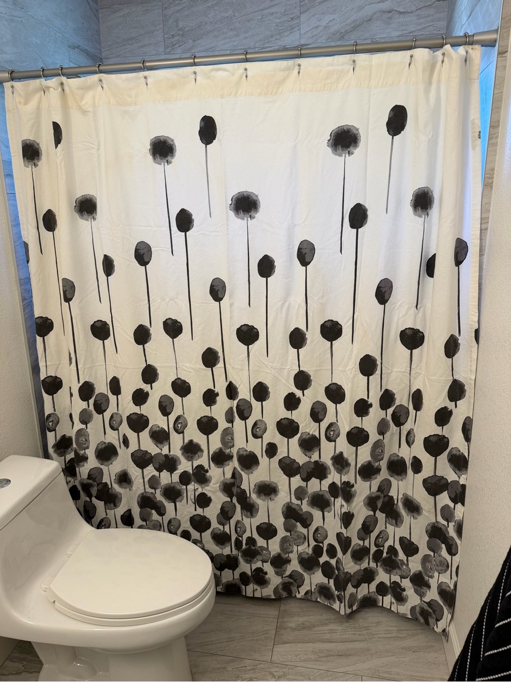 CB2 Black & White Floral Shower Curtain